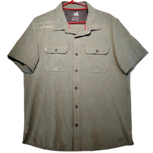 ZeroXposur Travel Series Mens Green Short Sleeve Button  Down Vented Shirt Large